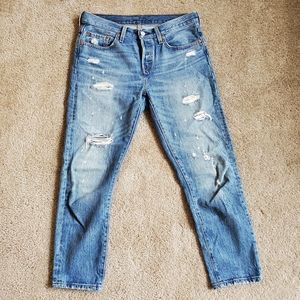 Levi's 501T Mid Rise Distressed Jeans